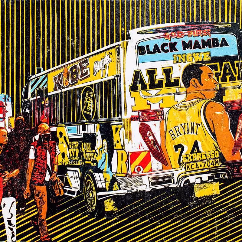 Kobe matatu art print by Dennis Muraguri