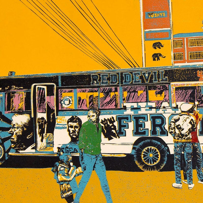 Red Devils Fergie matatu art print by Dennis Muraguri